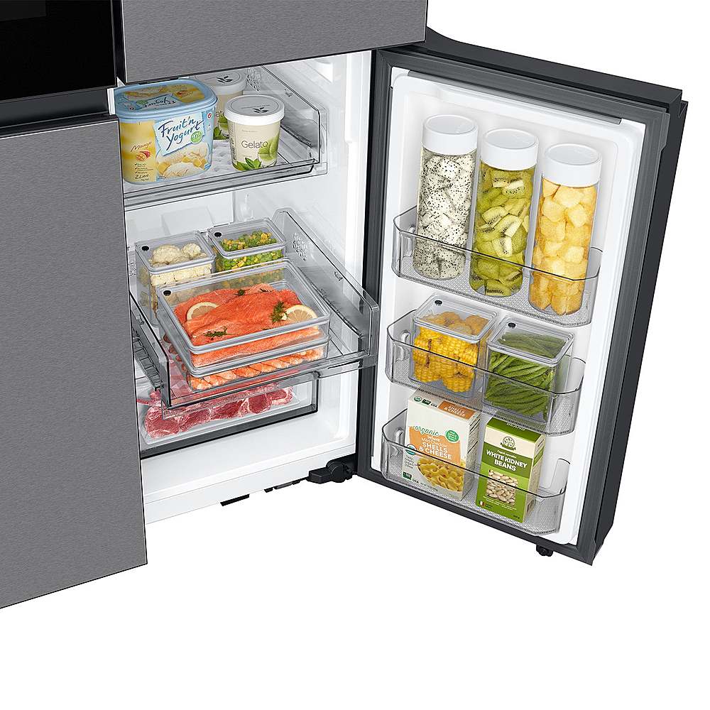 Alt View 18. Samsung - OPEN BOX Bespoke 23 Cu. Ft. 4-Door Flex French Door Counter Depth Refrigerator with Beverage Zone and Auto Open Door - Stainless Steel.