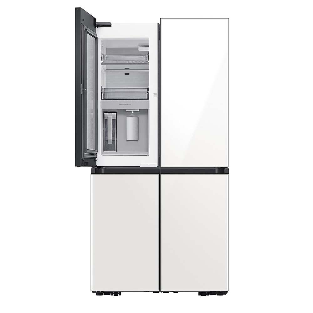 Alt View 11. Samsung - OPEN BOX Bespoke 29 Cu. Ft. 4-Door Flex French Door Refrigerator with Beverage Center - White Glass.