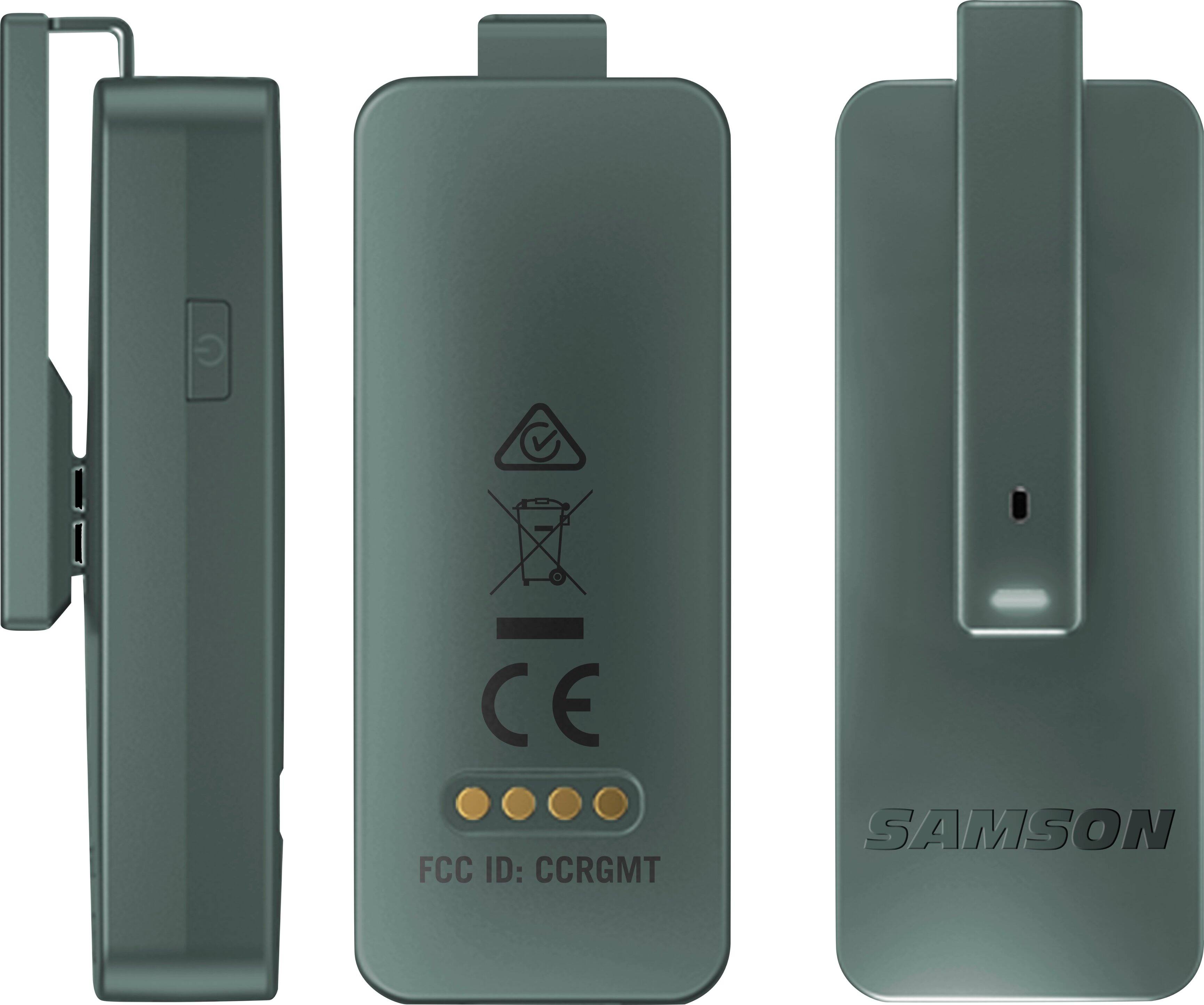 The text on the image reads: "G CE FCC ID: CCRGMT SAMSON."