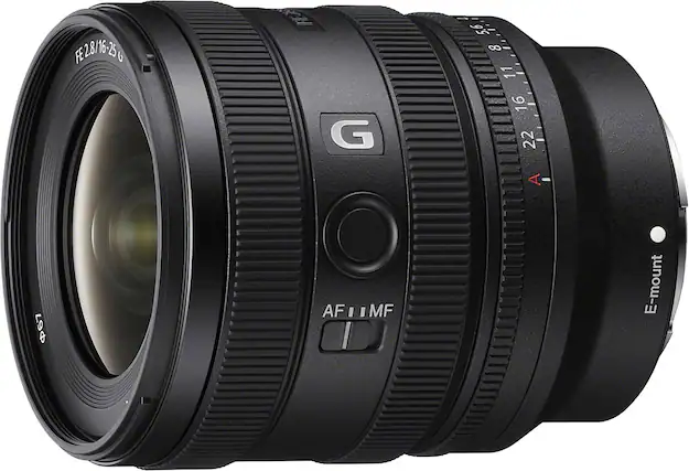Front. Sony - Sony FE 16-25mm F2.8 G Wide zoom lens for E-mount Cameras - Black.