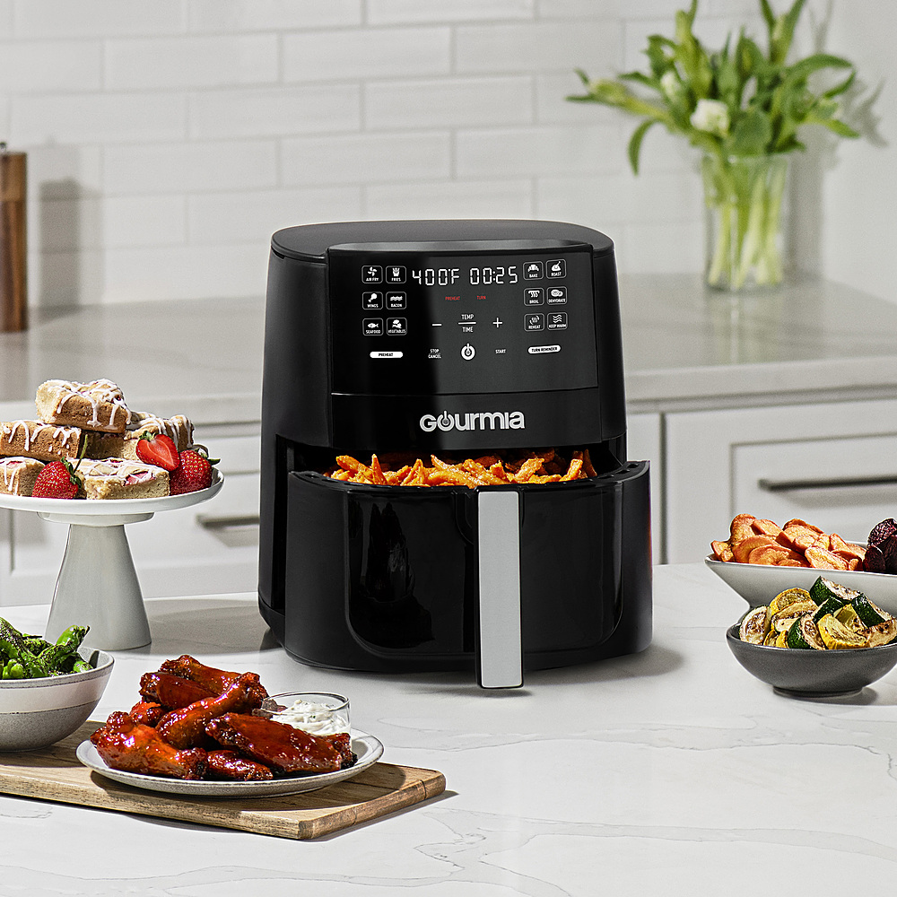 Angle View: Gourmia - 6-Quart Digital Air Fryer - Black