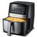 The image shows a Gourmia food processor with a basket of fries inside. The machine is set to 400°F and has a timer of 0:15. The fries are being cooked and are ready to be turned. The food processor is designed to make delicious fries in a convenient and efficient manner.
