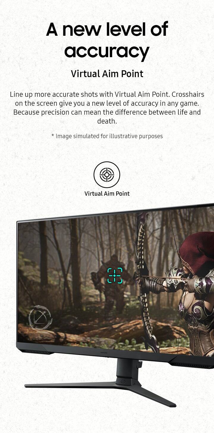 A new level of accuracy with Virtual Aim Point. Crosshairs on the screen provide a new level of accuracy in any game. Precision can mean the difference between life and death. Image simulated for illustrative purposes.