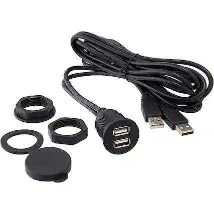 Angle. Metra - Axxess Dual Cigarette Socket 3' USB Cable - Black.