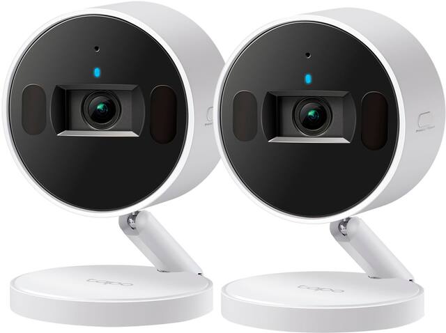 TP-Link - Tapo Indoor Wi-Fi 2K Crystal-Clear Video, Plug-In Security Camera with Magnetic Base (2-pack) - No Monthly Fees - White