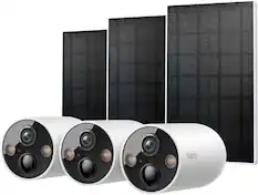 Front. TP-Link - Tapo Outdoor Battery-Powered Wireless 2K Security Camera with Solar Panels (3-Pack) - No Monthly Fees - White.