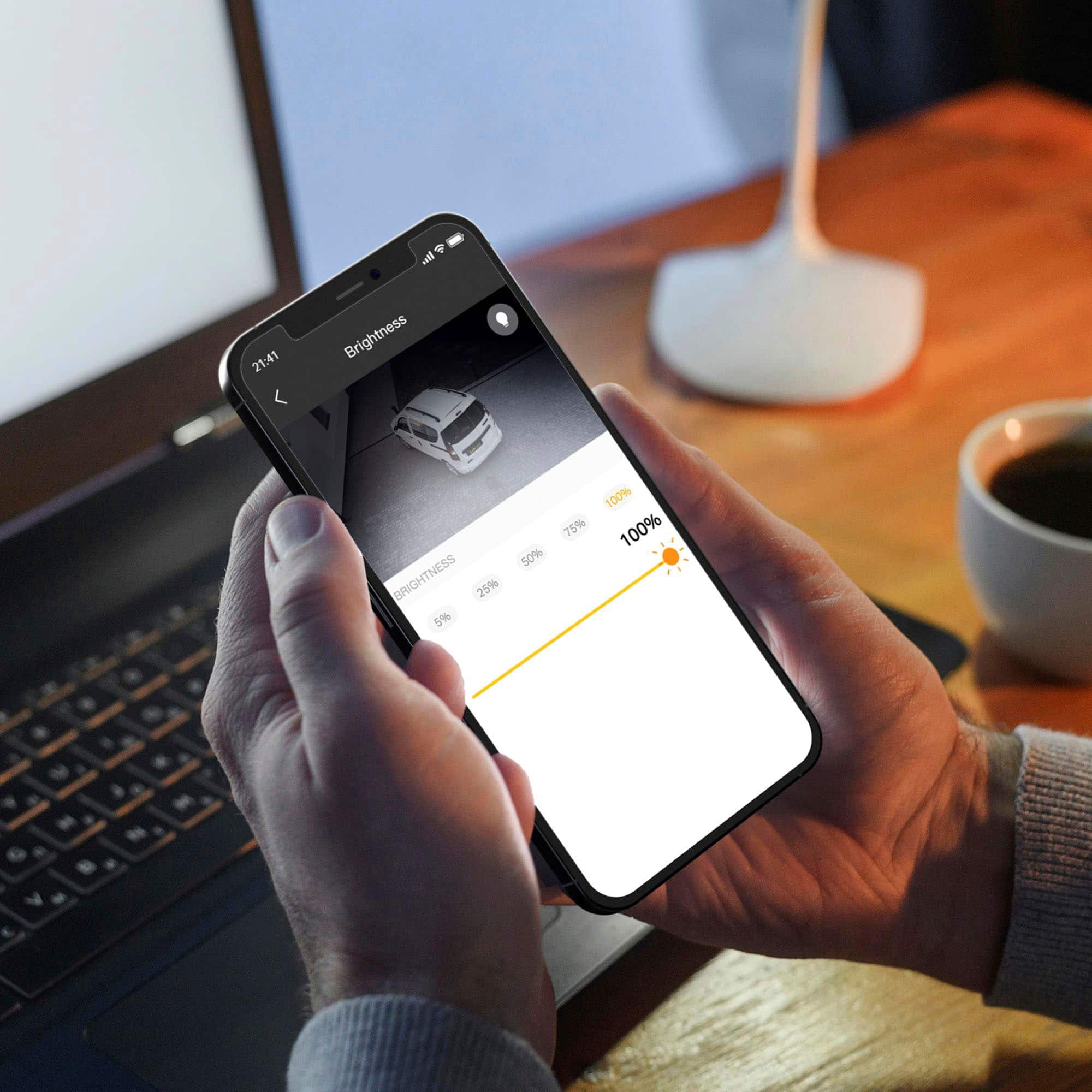 The text on the image reads: "Brightness 25% 5% 50% 100% 75% 100% & - G V - N A." This text is likely related to adjusting the brightness of a screen, such as a phone or laptop screen. The numbers represent different brightness levels, with 25% being the lowest, 5% being even lower, 50% being the default brightness, 100% being the highest, and 75% being slightly lower than the highest brightness. The "& - G V - N A" part of the text might be related to additional screen settings or options.