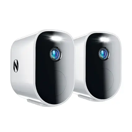 Front. Night Owl - 2 Camera Indoor/Outdoor Wire Free 2K Security Cameras with 2-Way Audio - White.