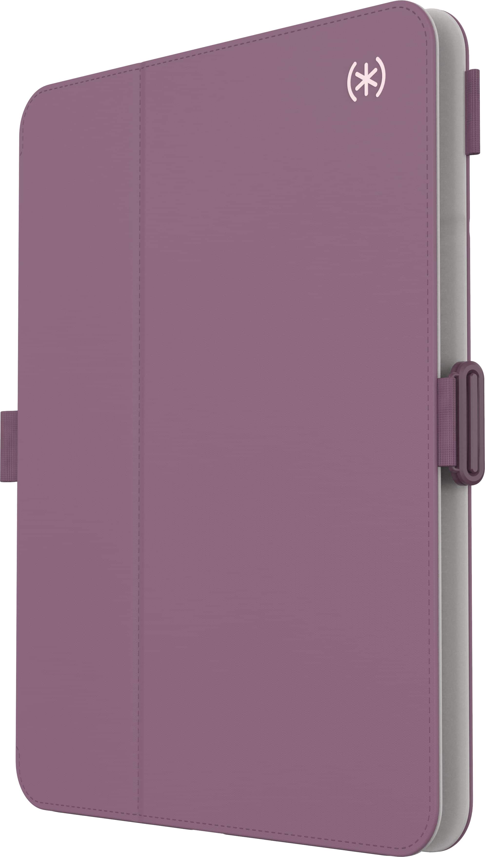 Left. Speck - Balance Folio Case for Apple iPad Pro 11" (latest model/M4 chip) - Plumberry Purple.