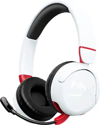 Front. HyperX - Cloud Mini Wireless Headset for PC, PS5, PS4, Xbox Series X|S, Xbox One, Nintendo Switch, Chromebook, and Mobile - White/Red.