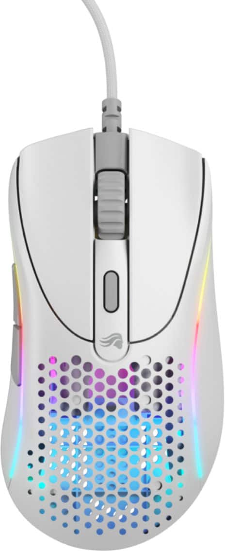 Front. Glorious - Model D 2 Wired Optical RGB Gaming Mouse with 6 Programmable Buttons - Matte White.