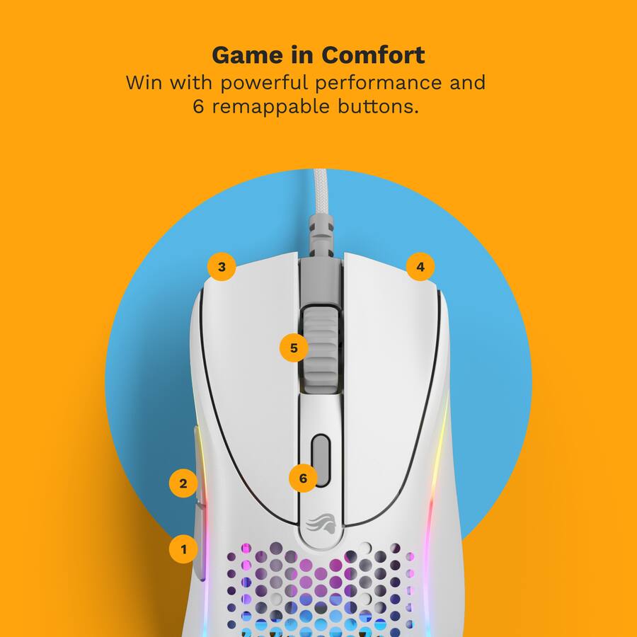 2 Inche Mouse Glorious Model D 2 Wired Optical RGB Gaming Mouse with 6 Programmable ...