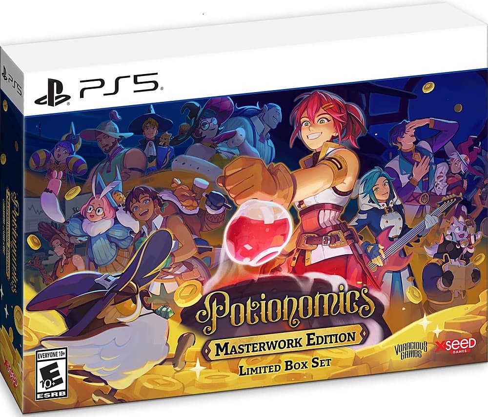 Potionomics Masterwork Edition PS5. | Everyone 10+ | ESRB 10+ | Limited Box Set | SeeD Games | Pototomics Edition.
