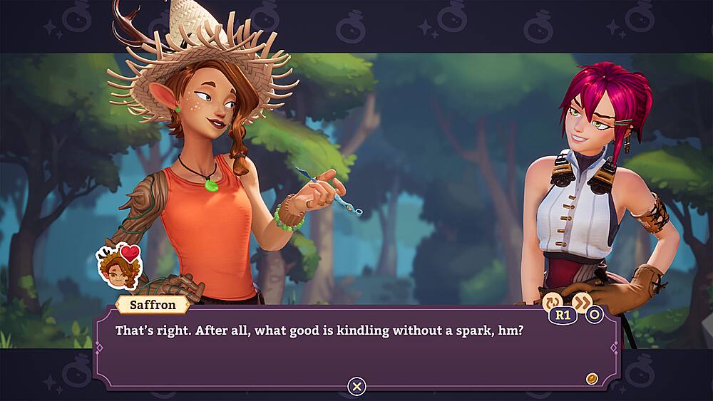 Saffron: "That's right. After all, what good is kindling without a spark, hm?"