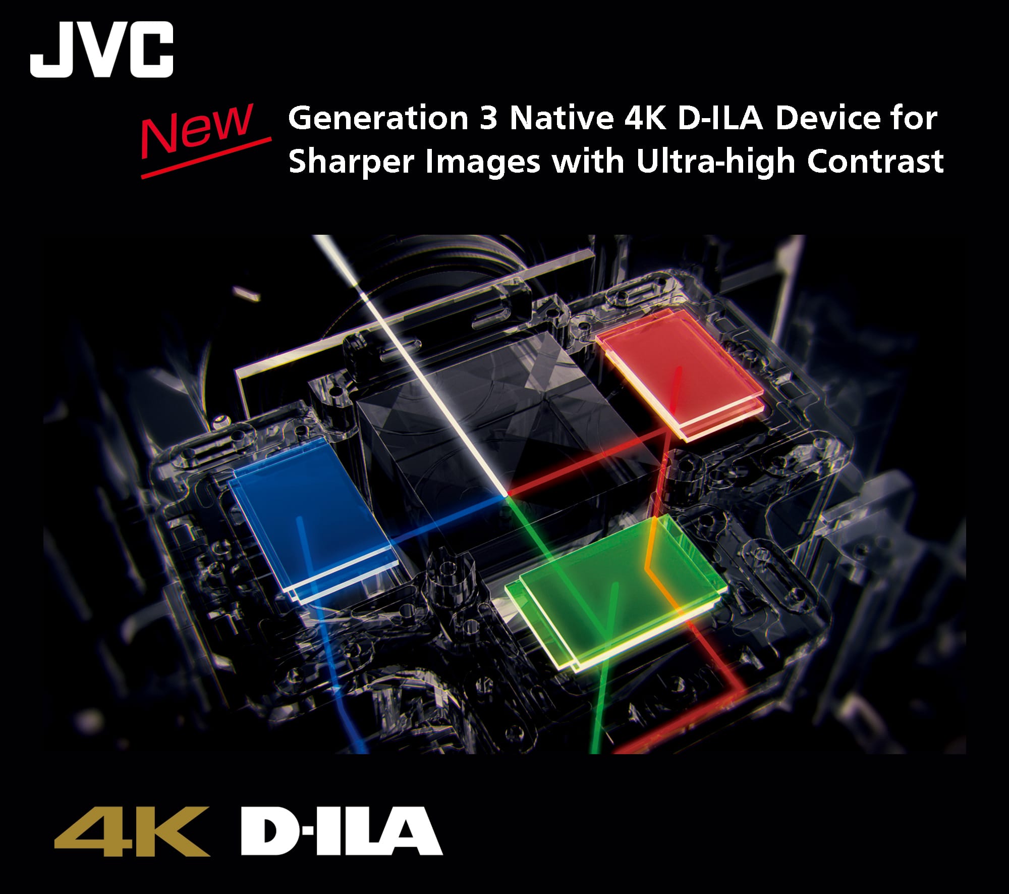 JVC New Generation 3 Native 4K D-ILA Device for Sharper Images with Ultra-high Contrast