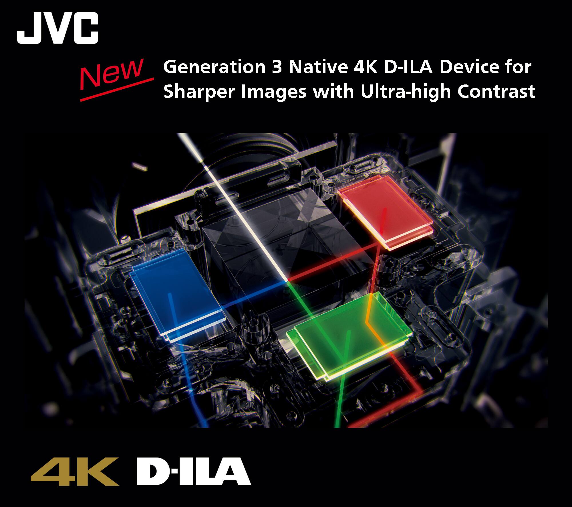 JVC New Generation 3 Native 4K D-ILA Device for Sharper Images with Ultra-high Contrast
