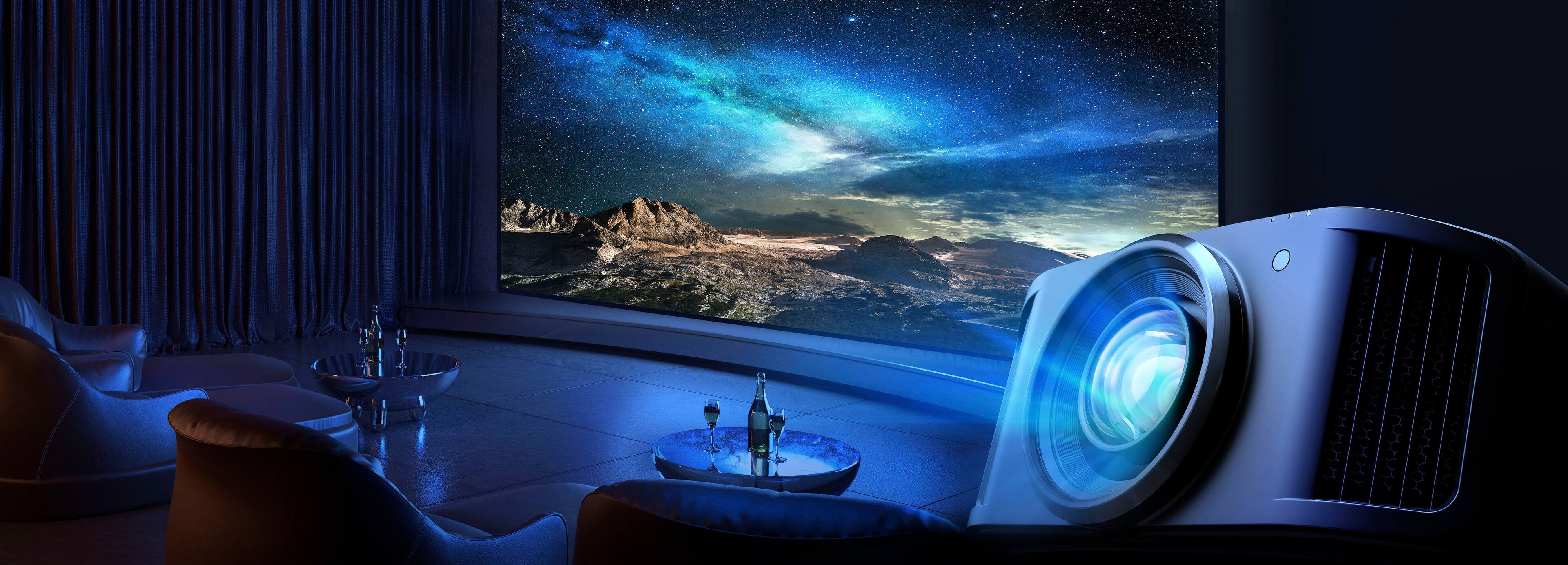 Left. JVC - JVC DLANZ900 D-ILA 8K/4K Laser Home Projector, 3300lm 150K:1 Native Contrast, 8K/60P, 4K/120P, HDR10+, Frame Adapt HDR - Black.