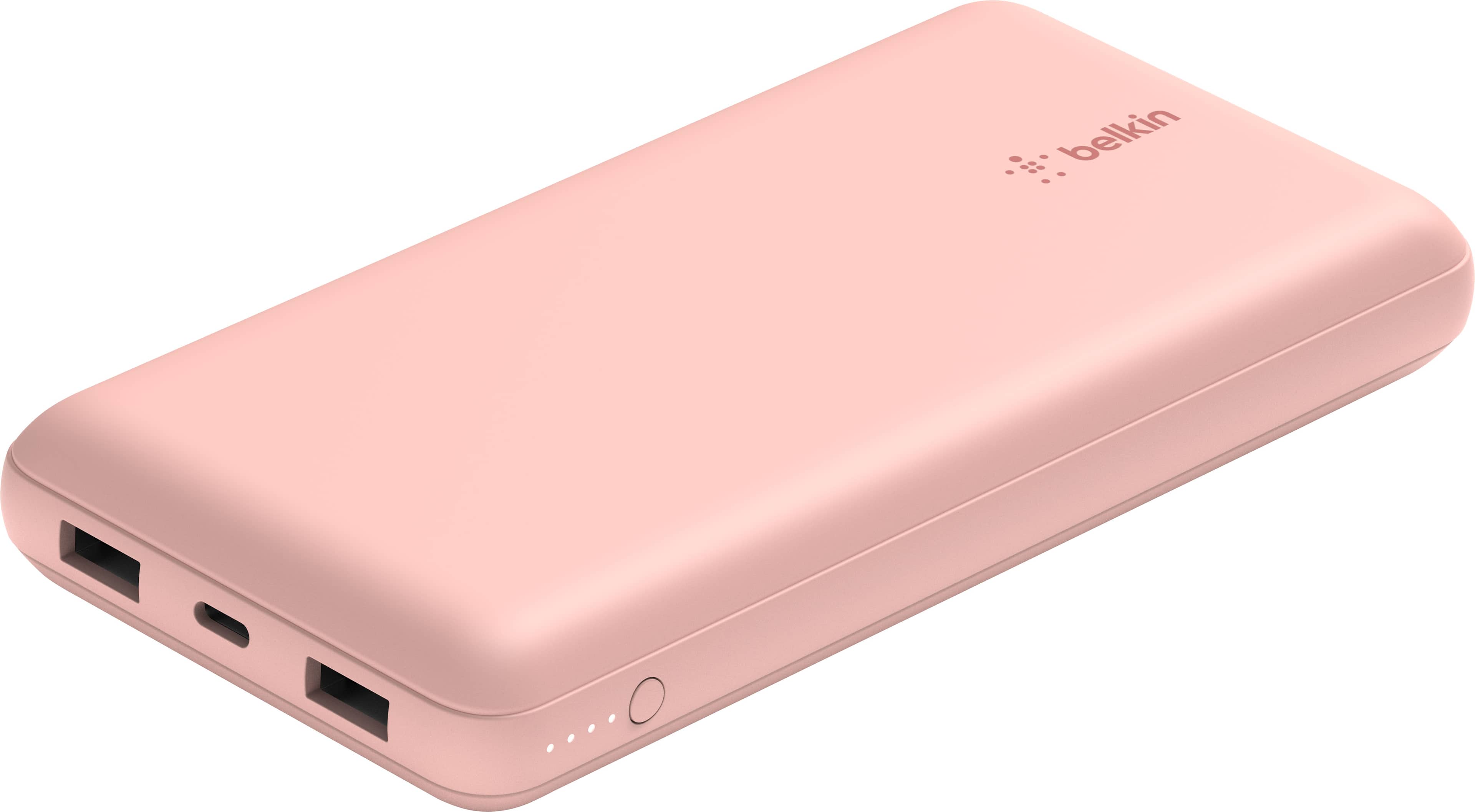 Front. Belkin - BoostCharge USB-C Portable Charger 20K Power Bank with 1 USB-C Port and 2 USB-A Ports & Included USB-C to USB-A Cable - Rose Gold.