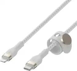 Belkin - BOOST↑CHARGE Pro Flex Braided USB Type C to Lightning Connector Cable 10FT, USB-IF Certified Power Delivery - White - Front_Zoom