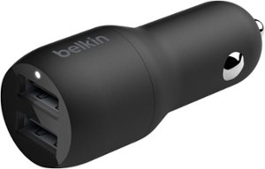 Belkin - BoostCharge Dual USB-A Car Charger 24W - Black - Front_Zoom