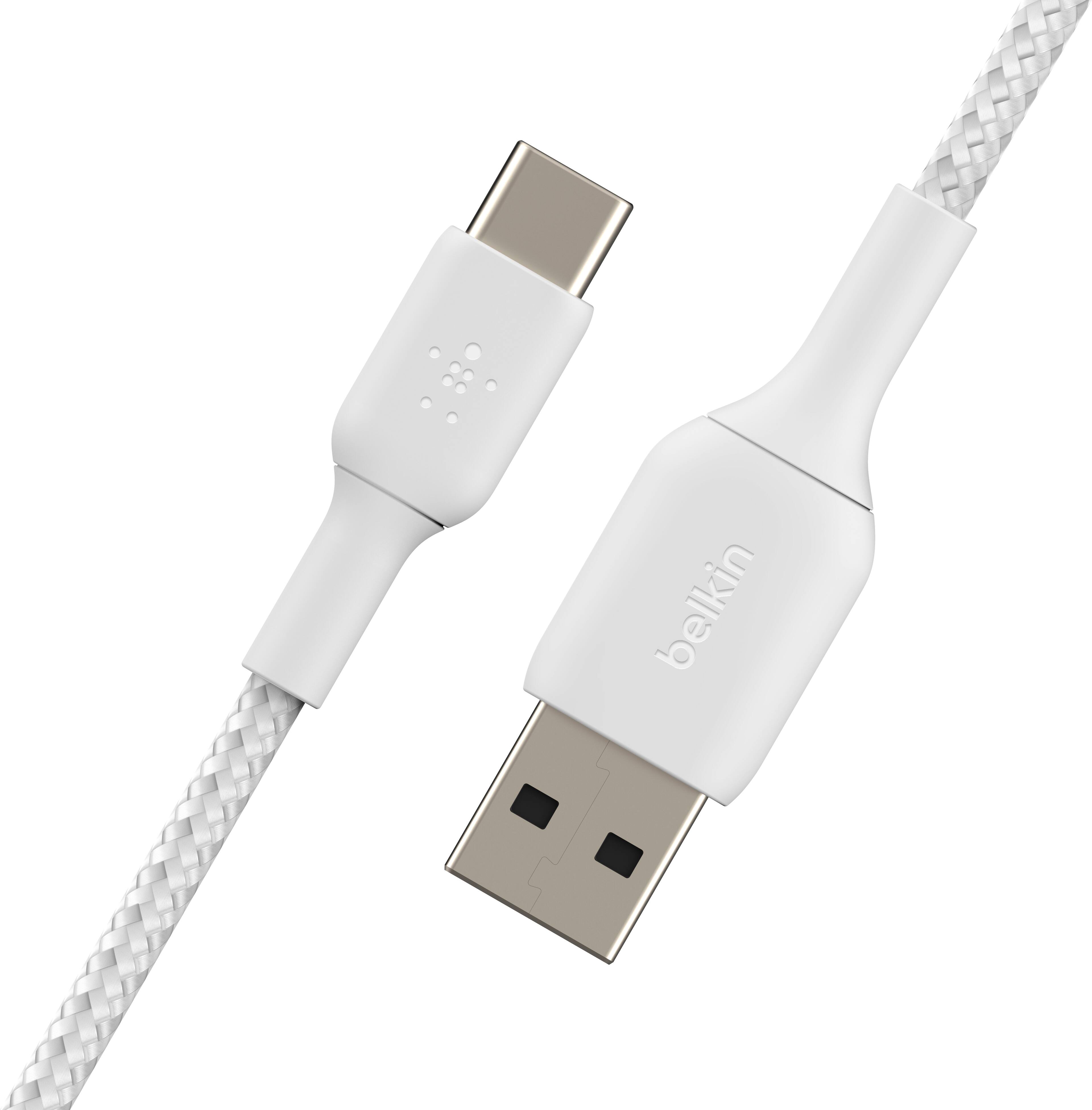 Angle. Belkin - BoostChargeBraided 1M USB-C to USB-A Cable - White.