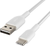 Belkin - BoostChargeBraided 1M USB-C to USB-A Cable - White - Front_Zoom