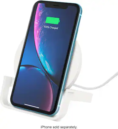 Front. Belkin - BoostCharge 10W Wireless Charging Stand - White.