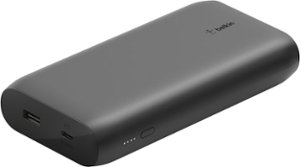 Belkin - BoostCharge USB-C Portable Charger 20K Power Bank with 1 USB-C Port and 2 USB-A Ports & Included USB-C to USB-A Cable - Black - Front_Zoom