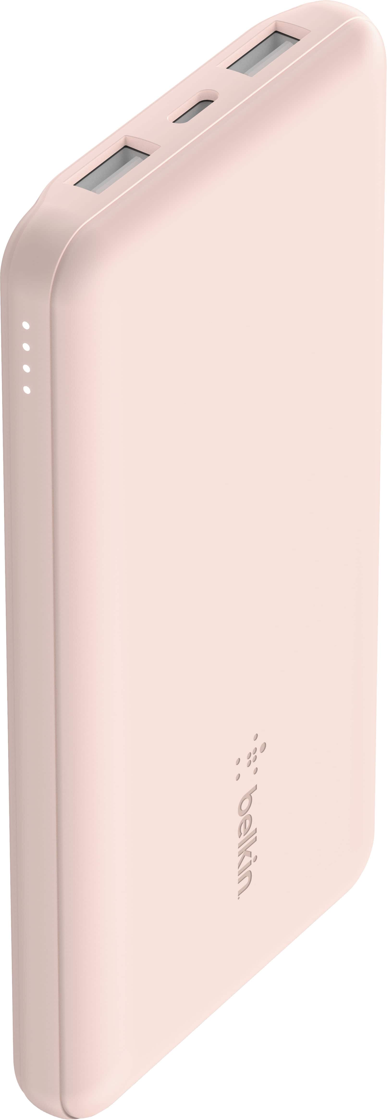 Alt View 2. Belkin - BoostCharge USB-C Portable Charger 10K Power Bank with 1 USB-C Port and 2 USB-A Ports & Included USB-C to USB-A Cable - Rose Gold.