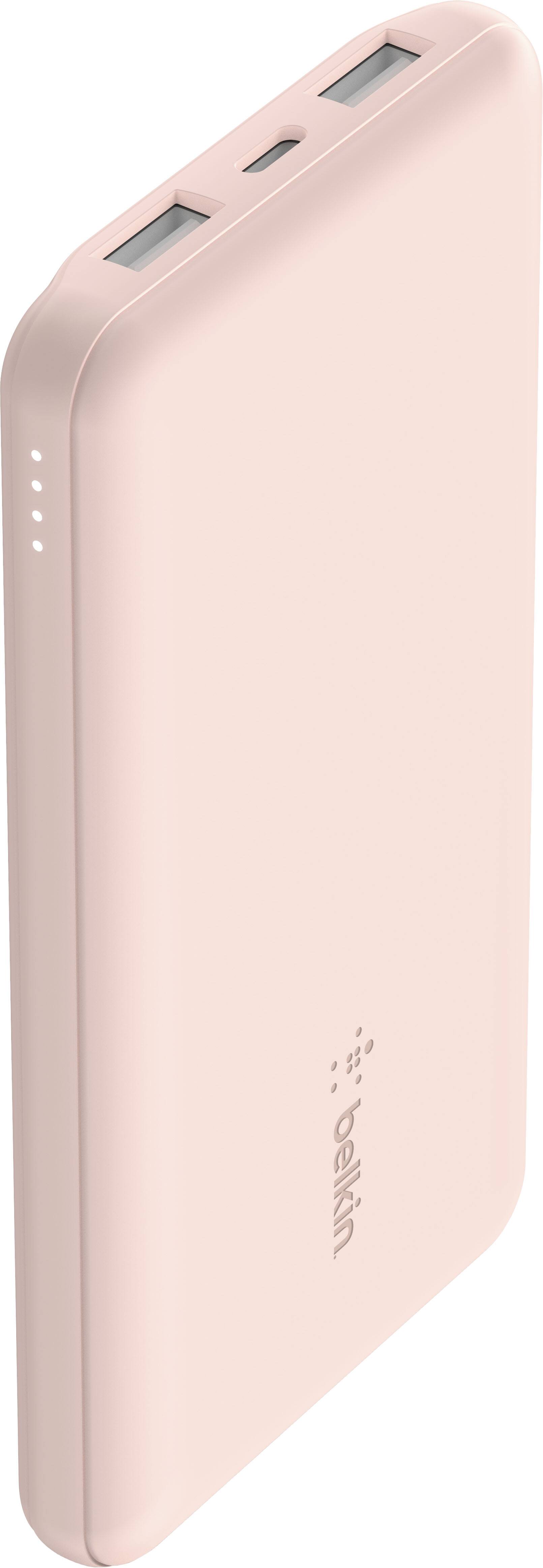 Alt View 2. Belkin - BoostCharge USB-C Portable Charger 10K Power Bank with 1 USB-C Port and 2 USB-A Ports & Included USB-C to USB-A Cable - Rose Gold.