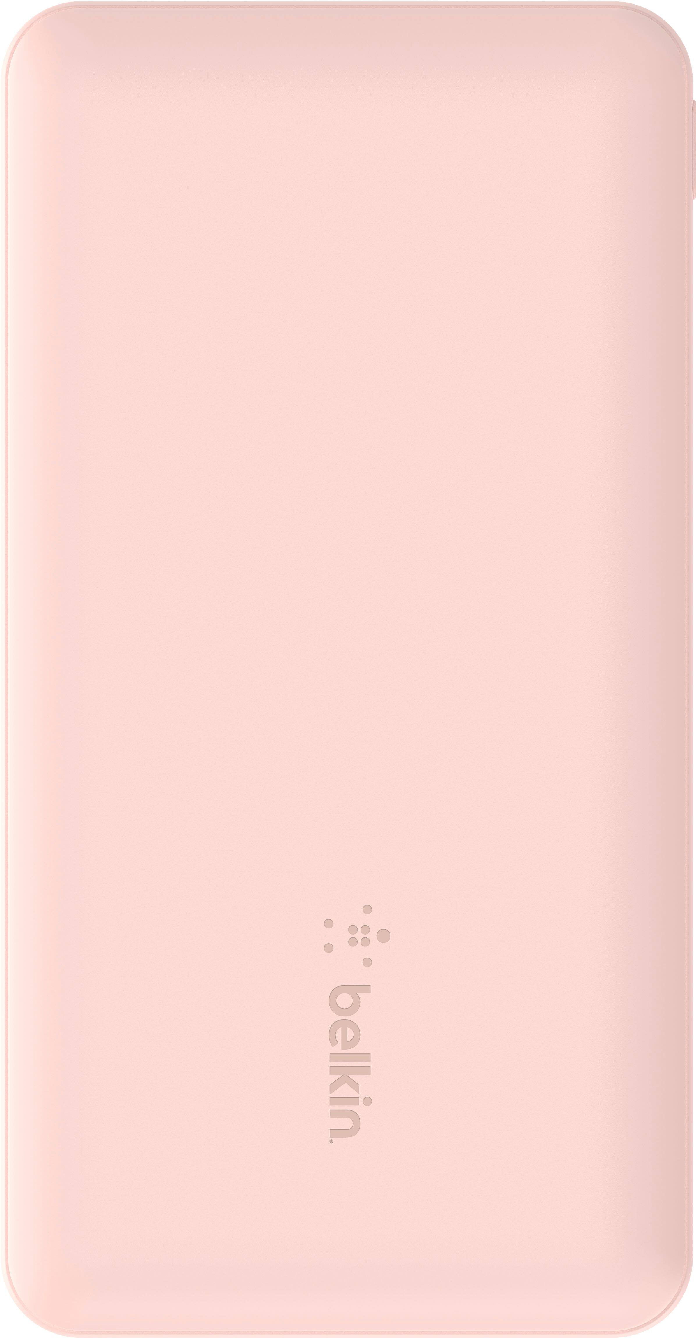 Alt View 3. Belkin - BoostCharge USB-C Portable Charger 10K Power Bank with 1 USB-C Port and 2 USB-A Ports & Included USB-C to USB-A Cable - Rose Gold.