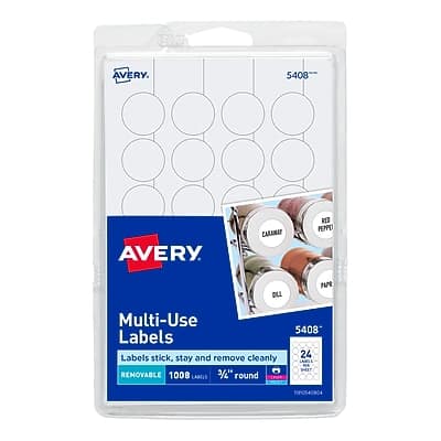 "Avery - Easy Peel Laser/Inkjet Multipurpose Labels, 3/4"" Dia, 1,008 Labels/Pack (5408) - White" price history on PriceWatchPro