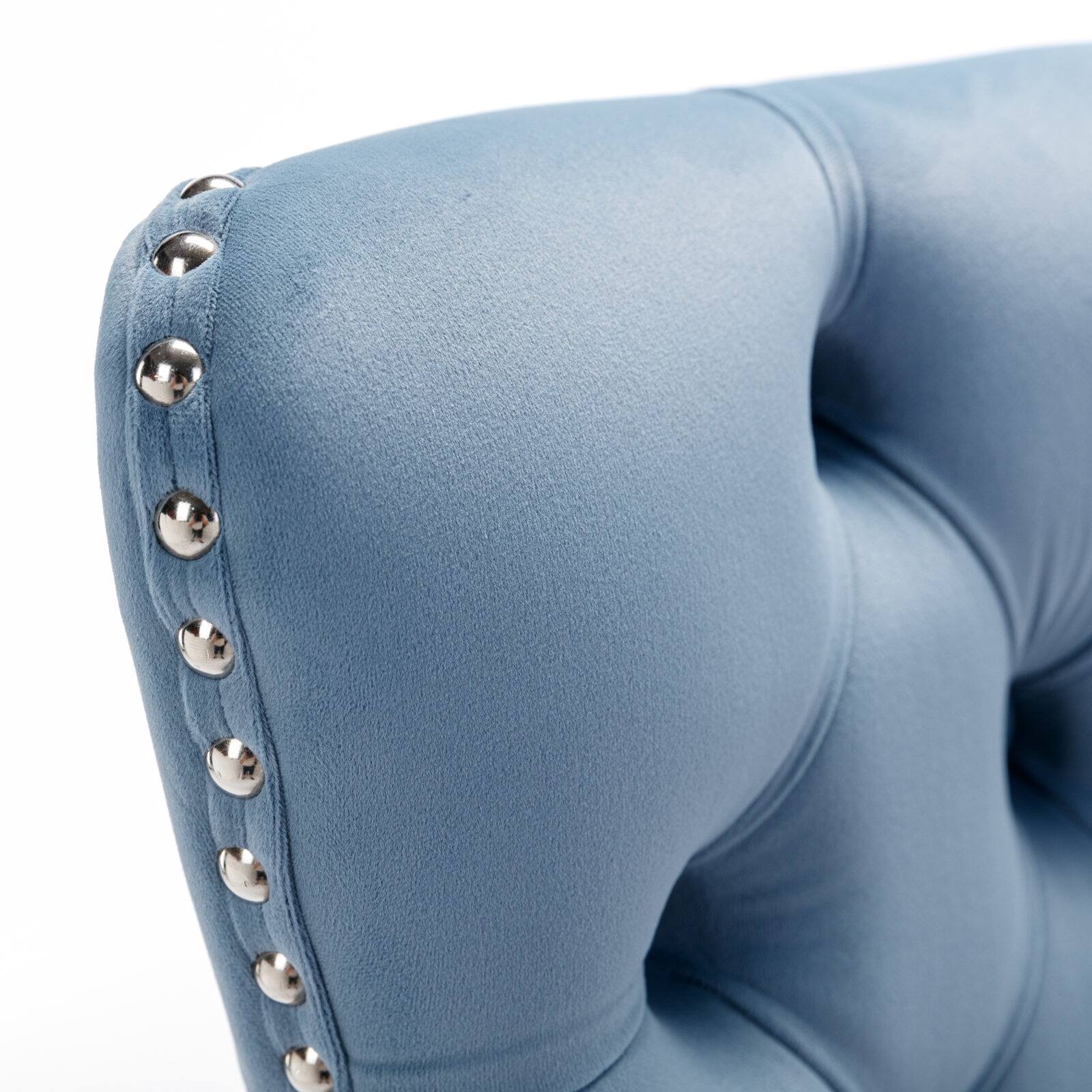 Alt View 5. APRILSOUL - 26 Counter Height Bar Stools Set of 2 Modern Velvet Button Back Rivet Trim Light Blue 2 Pack - Blue.