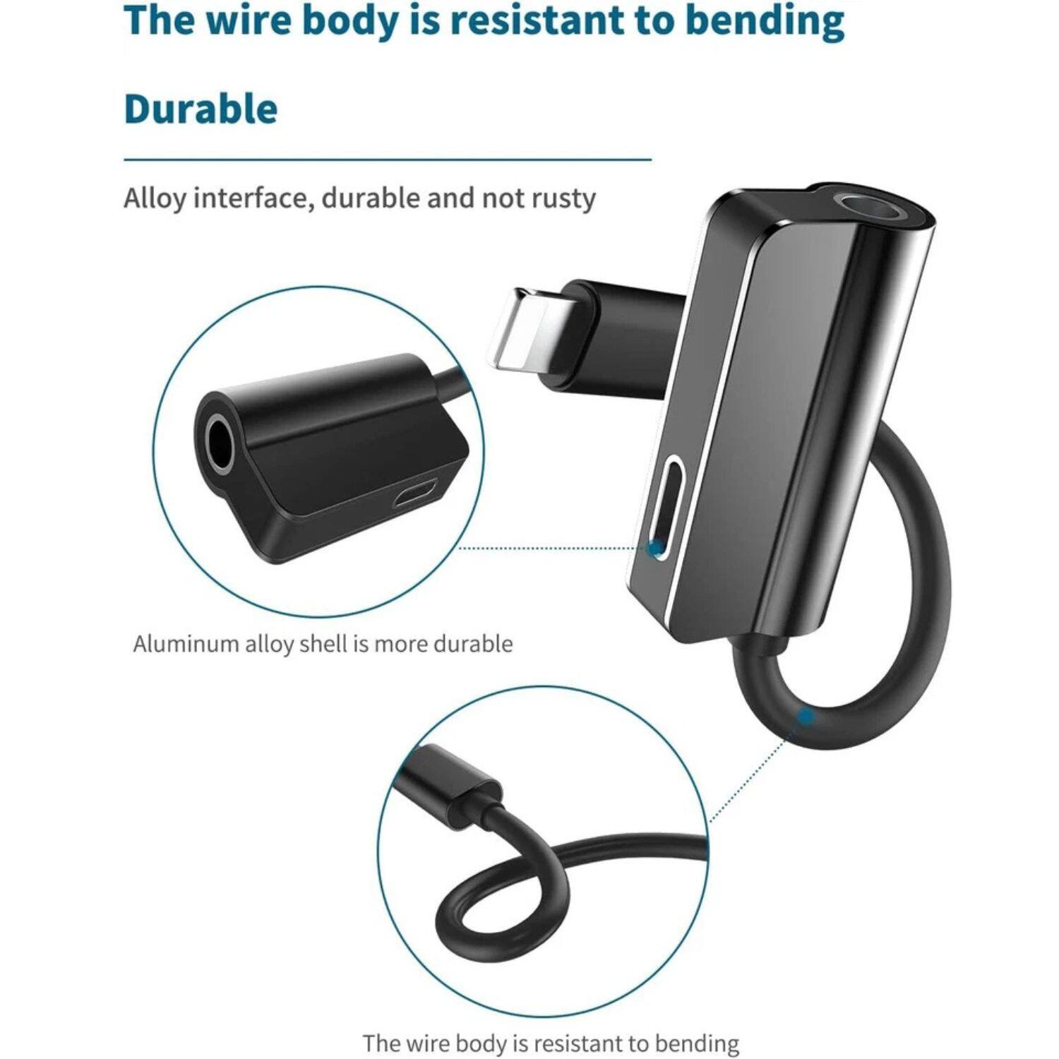 The wire body is resistant to bending

Durable

Alloy interface, durable and not rusty

Aluminum alloy shell is more durable

The wire body is resistant to bending