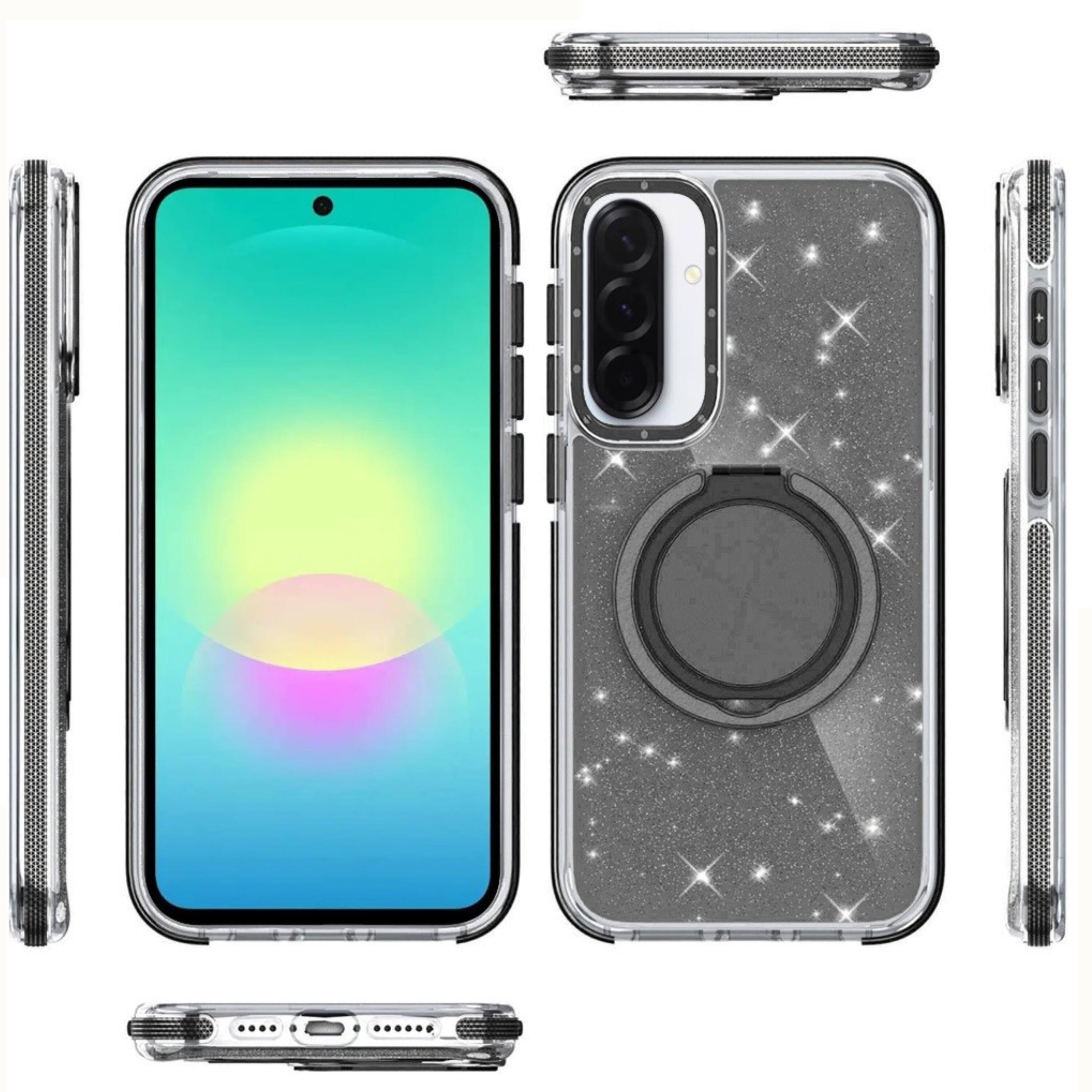 Left. Kitcheniva - Glitter Shockproof Protective Cover With Tempered Glass For Samsung A27 5G Purple - Purple.