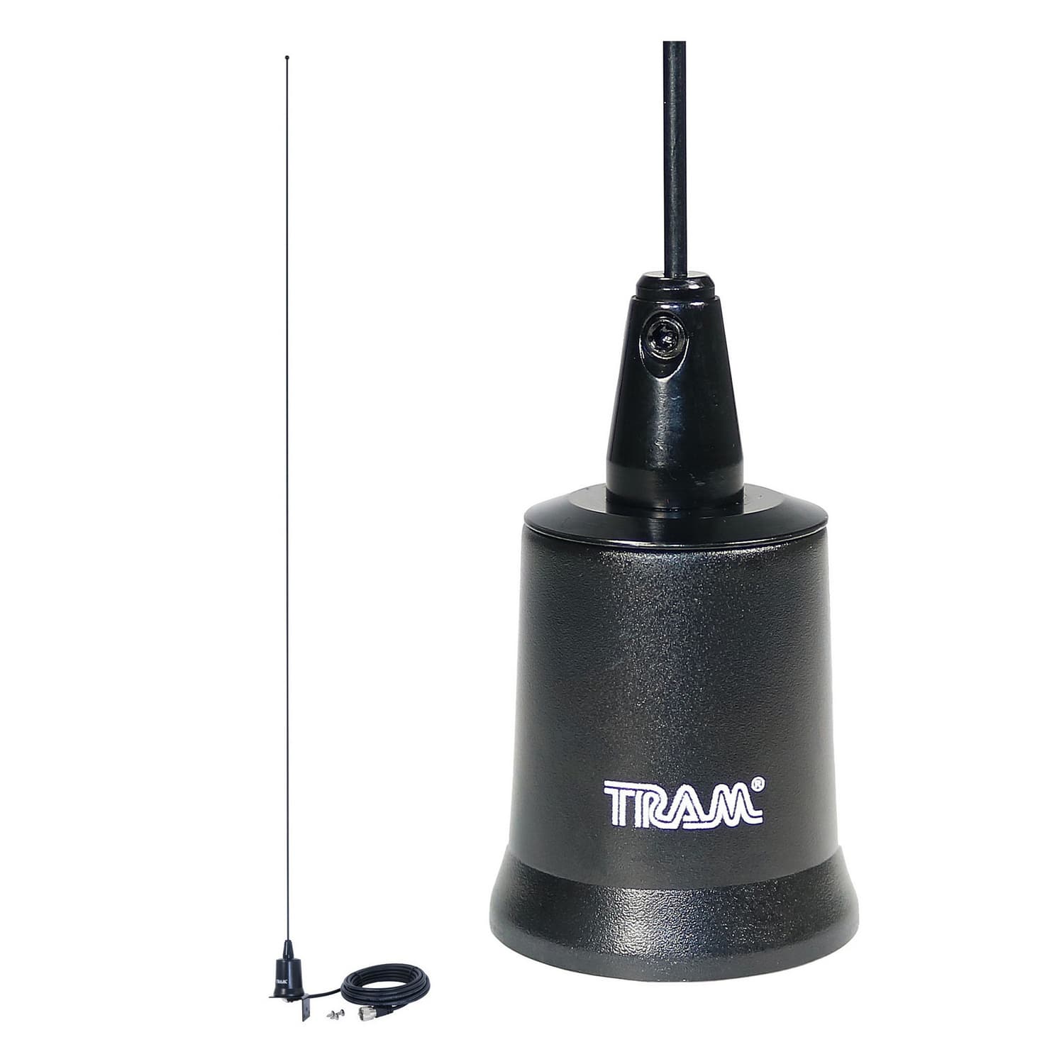 Tram - 10250 Tunable 144MHz-174MHz Tunable VHF 3dBd Gain Trunk or Hole Mount Antenna Kit with PL-259 Connector - Black