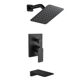 Boyel Living - Black Shower Set 2-Function Brass Pressure Balance Valve cUPC 8 Inch SUS304 Top Spray Waterfall Spout Dual Water Outlet - Matte Black