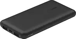 Belkin - BOOST↑CHARGE USB-C Portable Charger 10K Power Bank with 1 USB-C Port and 2 USB-A Ports & Included USB-C to USB-A Cable - Black - Front_Zoom