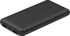 Front. Belkin - BoostCharge USB-C Portable Charger 10K Power Bank with 1 USB-C Port and 2 USB-A Ports & Included USB-C to USB-A Cable - Black.
