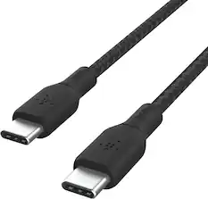Front. Belkin - BRAIDED USBC-C 2.0 100W CABLE 2M, BLK - Black.