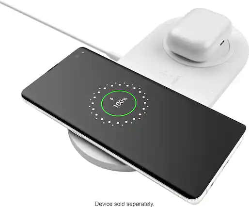 Front. Belkin - BoostCharge Dual 10W Wireless Charging Pads - White.