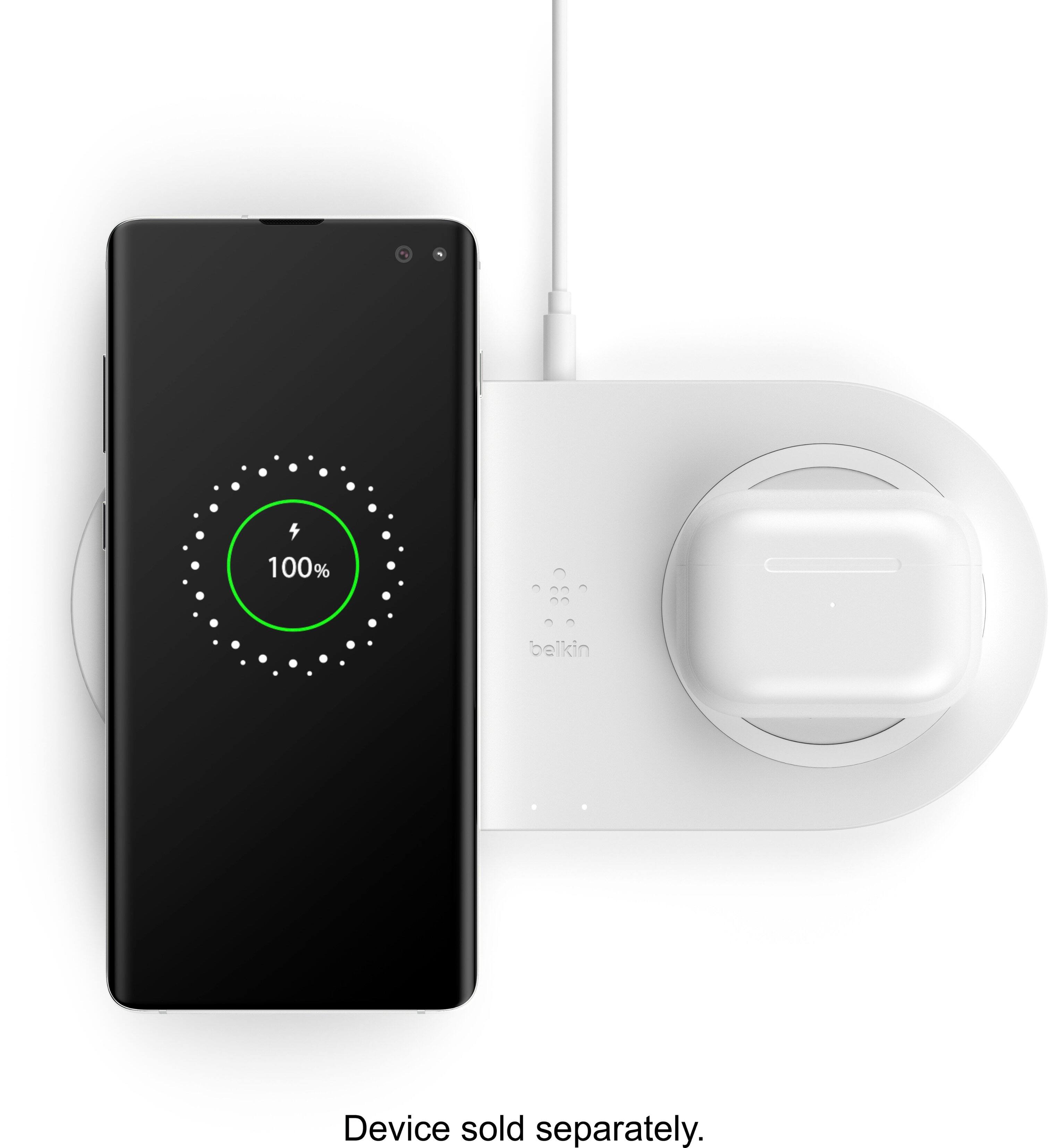 Alt View 1. Belkin - BoostCharge Dual 10W Wireless Charging Pads - White.