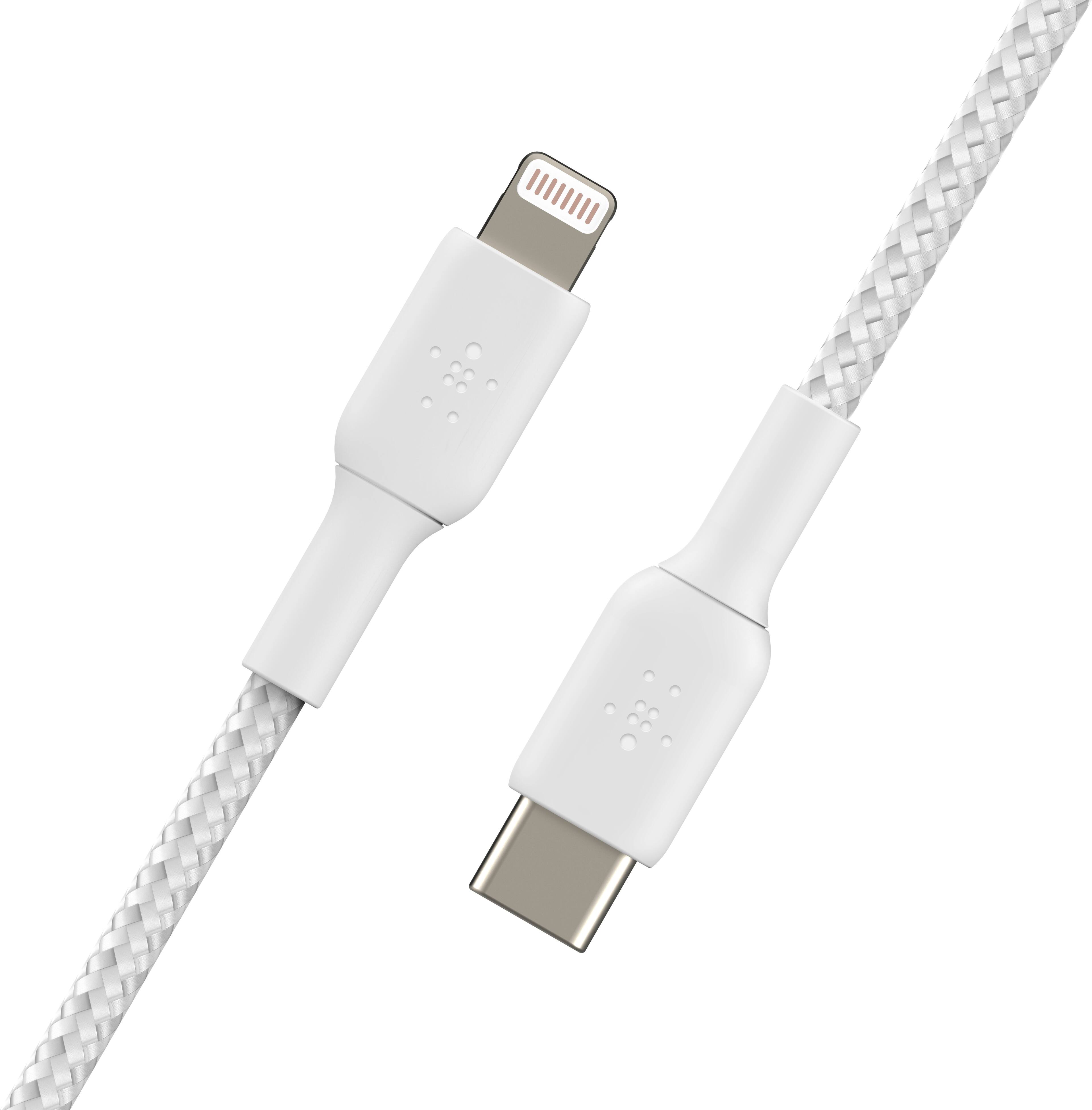 Angle. Belkin - Braided C-LTG 1M, WHT - White.