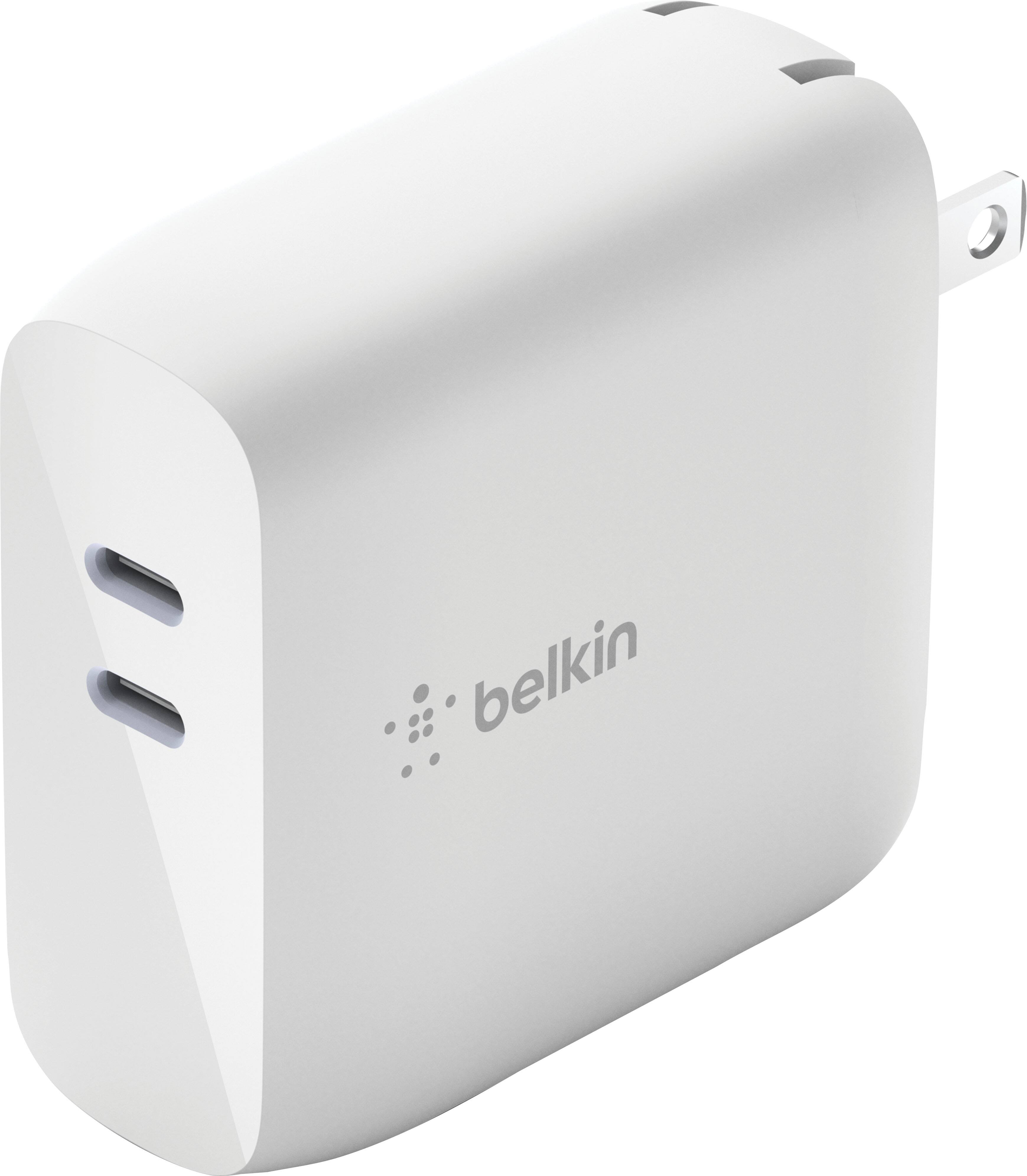 Alt View 1. Belkin - BoostCharge Pro Dual USB-C PD GaN Wall Charger 68W - White.