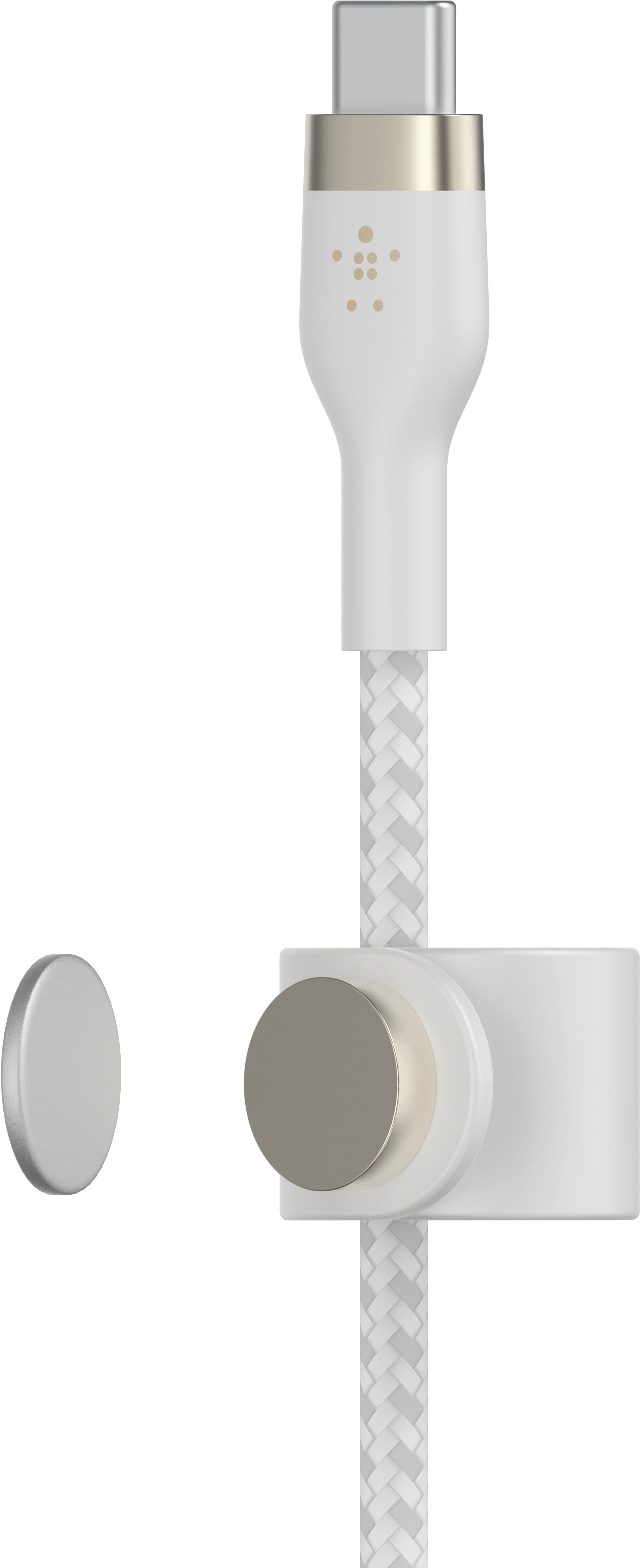Angle. Belkin - USB-C TO USB-C 2.0, BRAID SIL, 2M, WHT - White.
