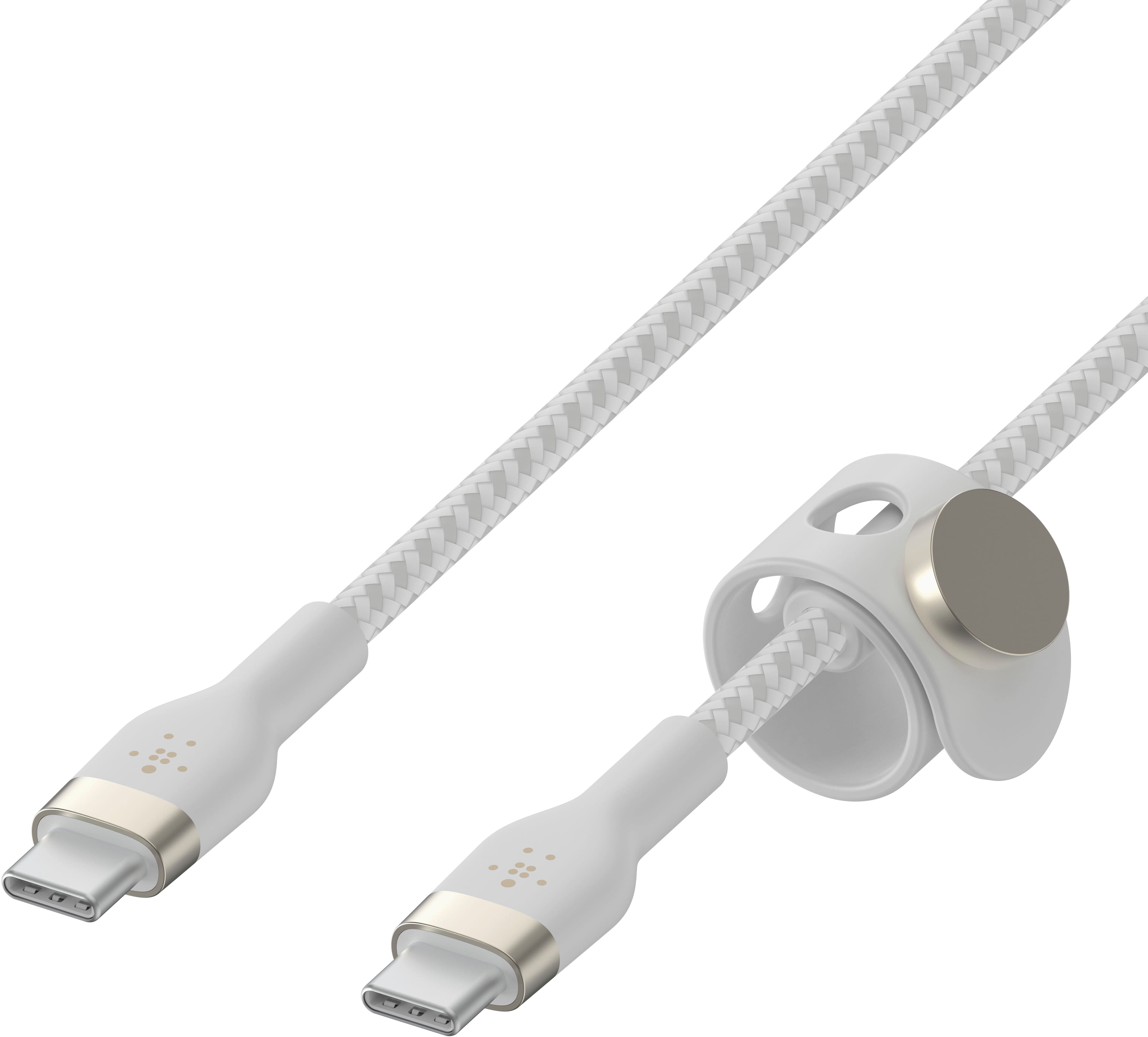 Belkin - BOOST↑CHARGE Pro Flex Braided USB Type C to C Cable 6.6ft for iPhone, Samsung, Google, iPad, Nintendo Switch 2 & More - White - Front_Zoom