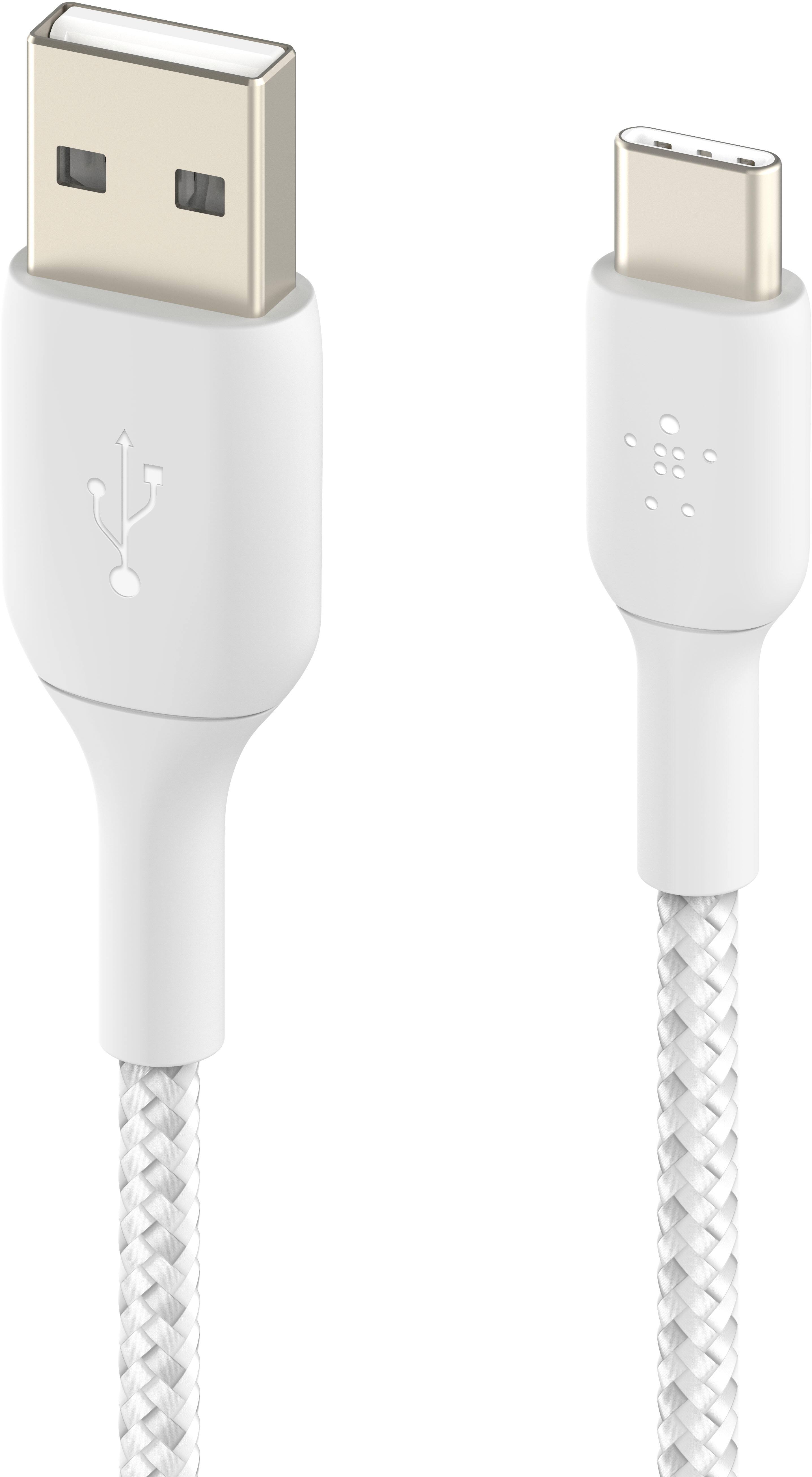 Alt View 1. Belkin - BoostChargeBraided 2M USB-C to USB-A Cable - White.