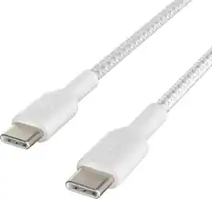 Front. Belkin - BRAIDED C-C 2.0 1M, WHT - White.