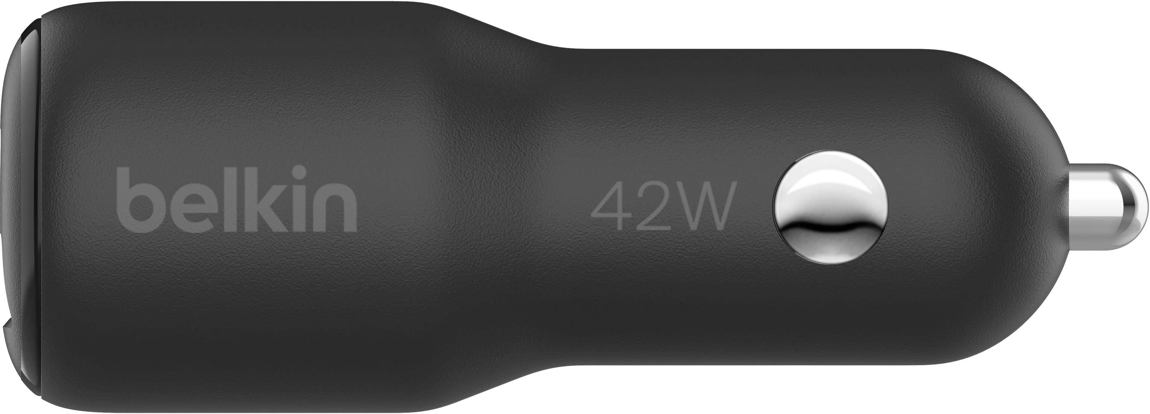 Alt View 11. Belkin - BoostCharge Dual Car Charger 42W with USB-C to Lightning Cable - Black.