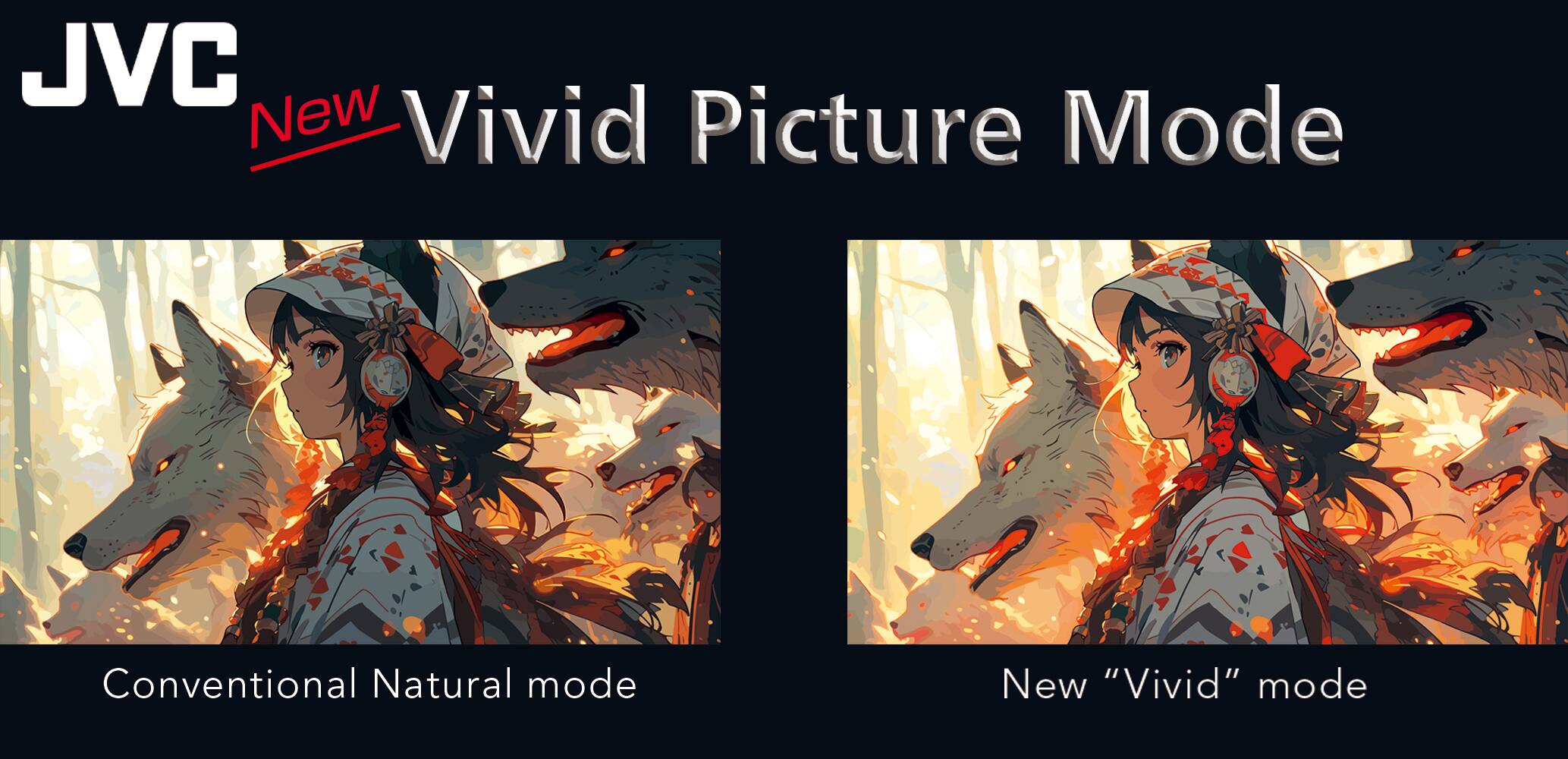 JVC New Vivid Picture Mode Conventional Natural mode New "Vivid" mode